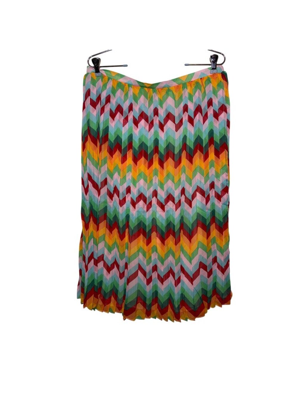 NWT Romeo + Juliet Couture Multicolor Rainbow Chevron Pleated Midi Skirt Large